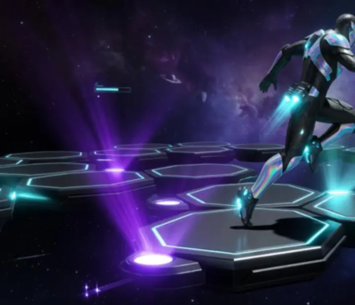 Astro Duel 2 platformharc: karakterek harcolnak futurisztikus pályán
