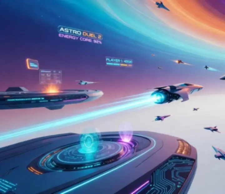 Astro Duel 2 modern sci-fi látványvilága színes effektekkel