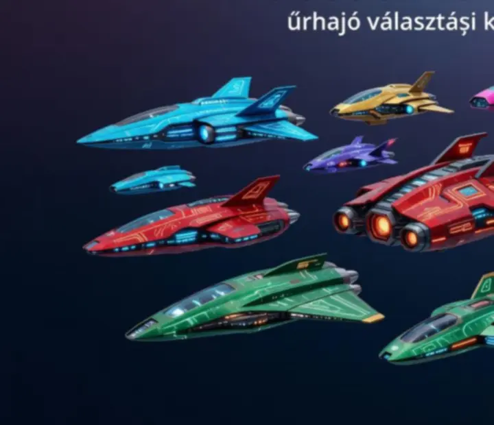 Astro Duel 2 különböző űrhajótípusok választóképernyője