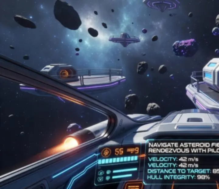 Egyjátékos küldetés Astro Duel 2 sci-fi környezetben